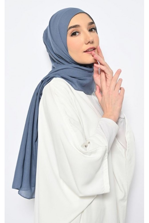 Pasmina Voal Gucci Jahit Tepi Denim